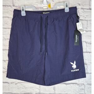 NWT Playboy x PacSun Men's Swim Trunks Shorts Navy Blue Medium Nylon Boardshorts